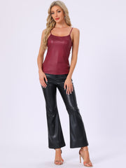 Holographic Cami Top Sleeveless Club Party Slim Fit Metallic Shirt