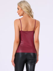 Holographic Cami Top Sleeveless Club Party Slim Fit Metallic Shirt