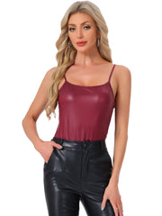 Holographic Cami Top Sleeveless Club Party Slim Fit Metallic Shirt