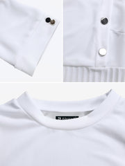 Solid Color Pleated Button Decor Belted Dress