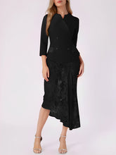 2 Pieces 3/4 Sleeves Blazer & Lace Ruffled Midi Pencil Skirt Set