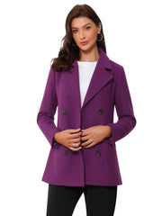 Long Sleeve Double Breasted Button Winter Outerwear Pea Coat