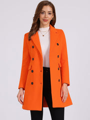 Winter Long Sleeve Notched Lapel Double Breasted Trench Coat