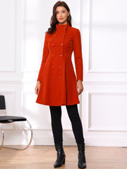 Velvet A-Line Stand Collar Double Breasted Winter Trench Coat