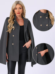Winter Slit Sleeve Double Breasted Cloak Cape Coat
