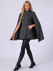 Winter Slit Sleeve Double Breasted Cloak Cape Coat