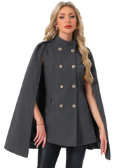Winter Slit Sleeve Double Breasted Cloak Cape Coat