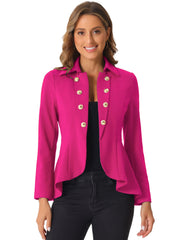 Steampunk High Low Hem Long Sleeve Peplum Jacket