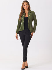Steampunk High Low Hem Long Sleeve Peplum Jacket