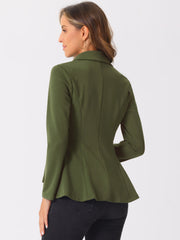 Steampunk High Low Hem Long Sleeve Peplum Jacket