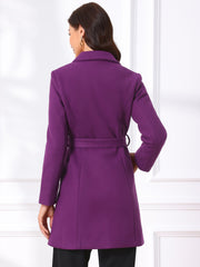 Lapel Double Breasted Slant Pocket Button Belted Pea Coats