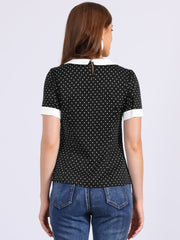 Peter Pan Collar Vintage Polka Dots Short Sleeves Blouse