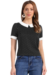 Peter Pan Collar Vintage Polka Dots Short Sleeves Blouse