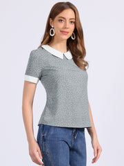 Peter Pan Collar Vintage Polka Dots Short Sleeves Blouse