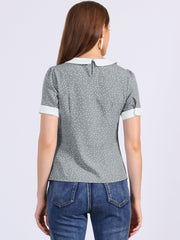 Peter Pan Collar Vintage Polka Dots Short Sleeves Blouse