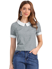 Peter Pan Collar Vintage Polka Dots Short Sleeves Blouse