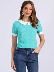 Peter Pan Collar Vintage Polka Dots Short Sleeves Blouse