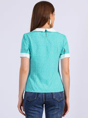 Peter Pan Collar Vintage Polka Dots Short Sleeves Blouse