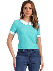 Peter Pan Collar Vintage Polka Dots Short Sleeves Blouse