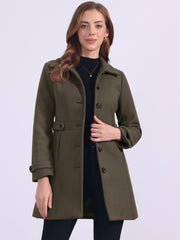 Classic Outwear Overcoat with Pockets Single Breasted Winter Coat