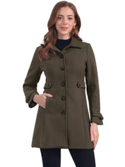 Classic Outwear Overcoat with Pockets Single Breasted Winter Coat