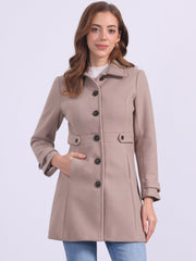 Classic Outwear Overcoat with Pockets Single Breasted Winter Coat