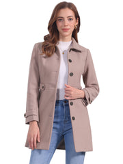Classic Outwear Overcoat with Pockets Single Breasted Winter Coat