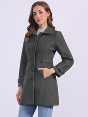 Classic Outwear Overcoat with Pockets Single Breasted Winter Coat
