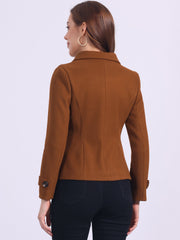 Winter Notched Lapel Double Breasted Short Pea Coat