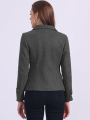 Winter Notched Lapel Double Breasted Short Pea Coat