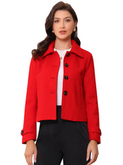 Turn Down Collar Long Sleeve Single Breasted Outwear Winter Pea Coat
