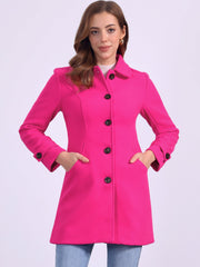 Peter Pan Collar Mid-thigh A-line Single Breasted Pea Coat