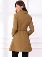 Elegant Overcoat Shawl Collar Single Winter Belted Long Coat