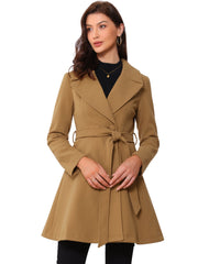 Elegant Overcoat Shawl Collar Single Winter Belted Long Coat