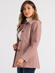 Work Office Winter Overcoat Single Breasted Point Collar Pea Coat