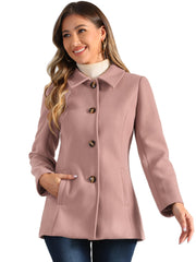 Work Office Winter Overcoat Single Breasted Point Collar Pea Coat
