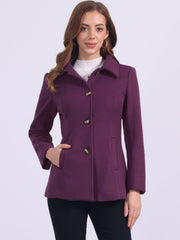 Work Office Winter Overcoat Single Breasted Point Collar Pea Coat