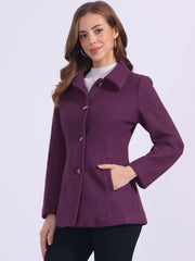 Work Office Winter Overcoat Single Breasted Point Collar Pea Coat