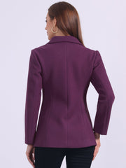 Work Office Winter Overcoat Single Breasted Point Collar Pea Coat
