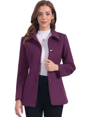 Work Office Winter Overcoat Single Breasted Point Collar Pea Coat