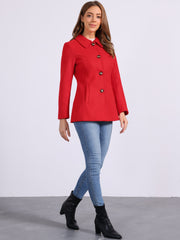 Work Office Winter Overcoat Single Breasted Point Collar Pea Coat