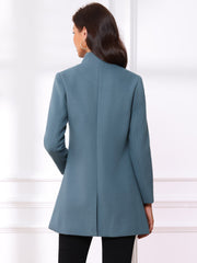 Stand Collar Single Breasted Solid Color Pea Coat