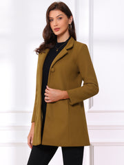 Mid-thigh Stand Collar Single Breasted Long Coat