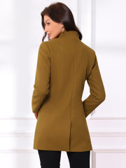 Mid-thigh Stand Collar Single Breasted Long Coat