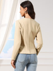 Fall Casual Jacket Elegant Button Front Work Office Blazer