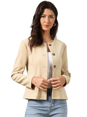 Fall Casual Jacket Elegant Button Front Work Office Blazer