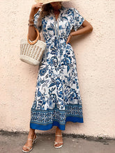 Floral Boho Short Sleeves A-Line Maxi Dress