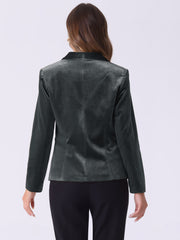 Solid Shawl Collar Single Button Velvet Blazer