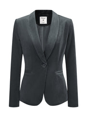 Solid Shawl Collar Single Button Velvet Blazer