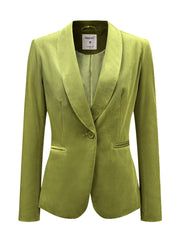 Solid Shawl Collar Single Button Velvet Blazer